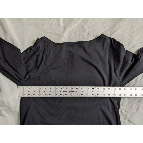 Vintage Michael Simon top Black Boat Neck Three Cats Ruffle Shirt Womens Size L - Picture 8 of 9